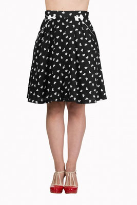 Banned - Set Sail Skirt Black/White with Hearts