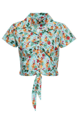 Queen Kerosin - Cropped Bluse `Tiki Dancer`