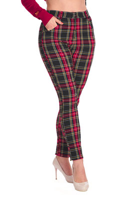 Banned - Power Tartan Trousers Black/Red