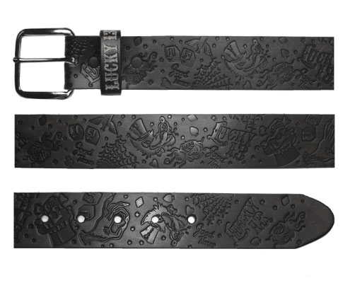 Lucky 13 - High Roller Embossed Leather Belt, Black