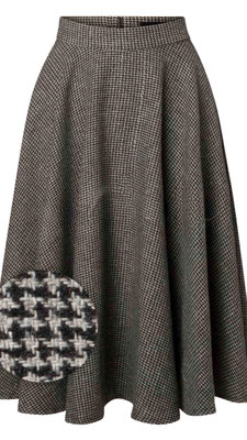 Timeless London - Sophie Houndstooth Swing Skirt Black/White