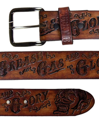 Lucky 13 - The Grease, Gas and Glory Leather Belt Antiqued Brown