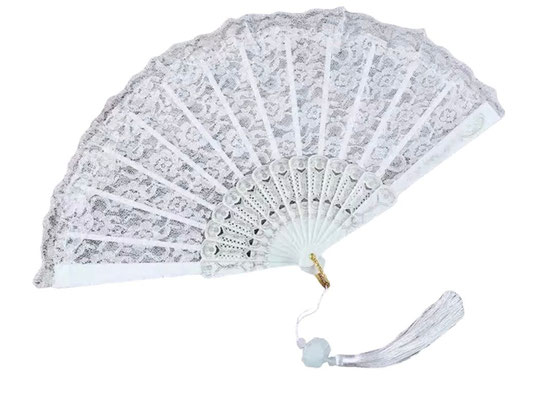 Wedding Hochzeits Fächer Weiss Lace Spitze