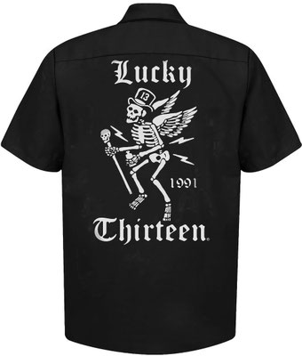 Lucky 13 - The Winged Skully Work Shirt Black