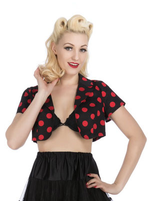 Hearts & Roses - Black Red Big Dot Bolero