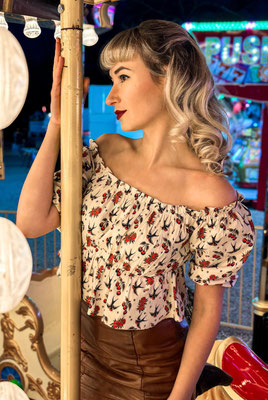Carmen Rockabilly Top Ivory