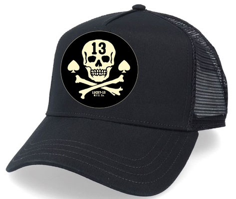 Lucky 13 - Pirate Skull Trucker Cap