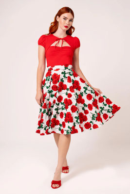 Rockabilly Roses Skirt White