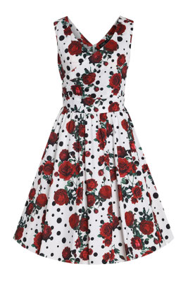 50s Syle Rockabilly Dress Roses and Dots