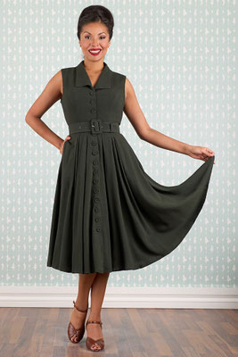 Vintage Sleeveless Dress Wood Green