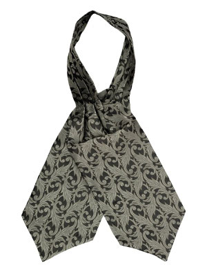 Revival Vintage - Silver Print Pure Silk Vintage Style Cravat