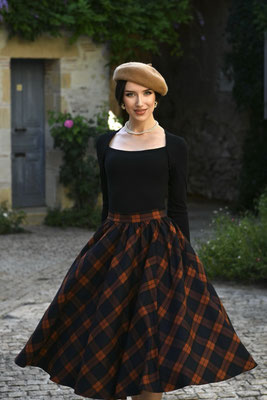 Hearts & Roses - Parker Swing Skirt Tartan Orange Navy