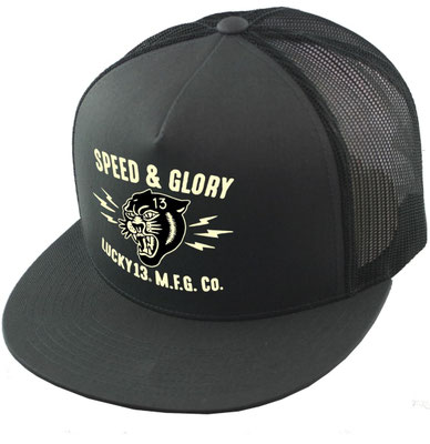 Lucky 13 - Panther Head Trucker Cap Charcoal