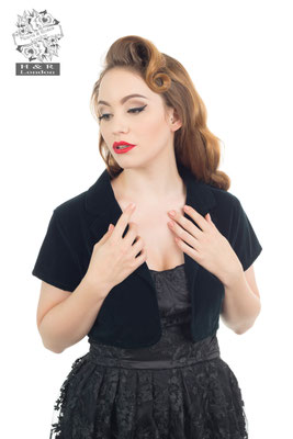 Hearts & Roses - Dark Green Velvet Bolero