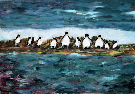 “Pinguins”  |  70 x 100 cm  |  Acryl op linnen
