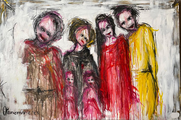 “Come on, smile together”  |  150 x 100 cm  |  "Aquarel, acrylic op linnen"