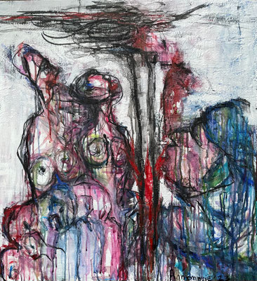 “Almost Christmas”  |  80 x 80 cm  |  Aquarel op linnen”