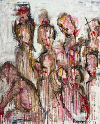 “All together”  |  120 x 100 cm  |  "Aquarel op linnen"