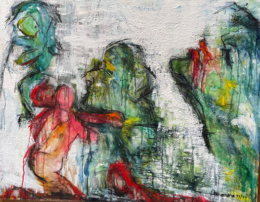 “It’s a man’s world”  |  100 x 80 cm  |  Aquarel op linnen”