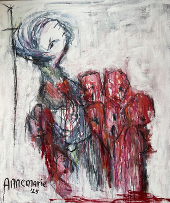 “I am so scared”  |  120 x 100 cm  |  "Aquarel, acryl op linnen"