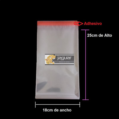 Bolsa de celofán con pegamento de 18x25 centímetros