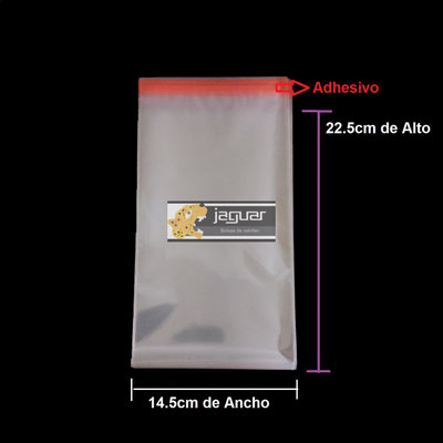 Bolsa de celofán con pegamento de 14x22 centímetros
