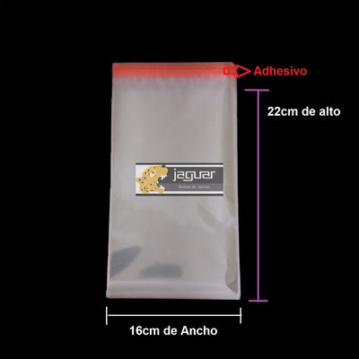 Bolsa de celofán con pegamento de 16x22 centímetros