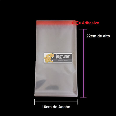 Bolsa de celofán con pegamento de 16x22 centímetros