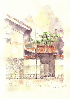 中尾成　津和野水彩画