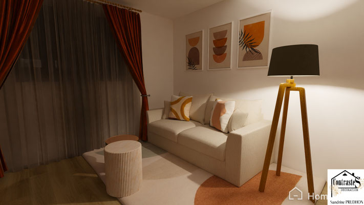 Transformation du salon après projet de décoration intérieure