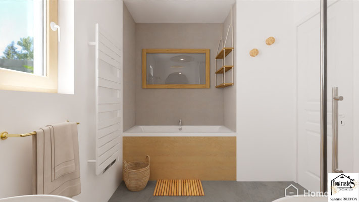 Après : Éléments naturels et décor chaleureux, créant une ambiance zen