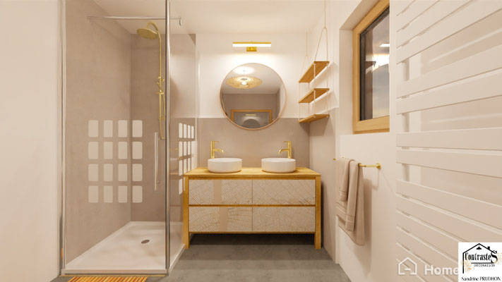 Après : Salle de bain moderne et aérée, inspirée du style balinais