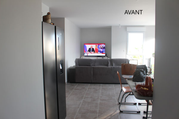 AVANT - Absence de séparation visuelle entre la cuisine et le salon