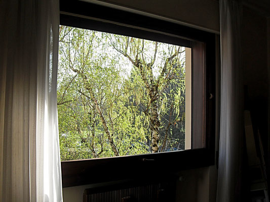 Schlafzimmer: Fenster. Am Morgen ist es schön, mit dem Vogelgesang aufzuwachen!