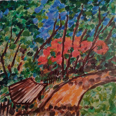 GJourno_Le banc_2025_acrylique et huile_40x40_100€