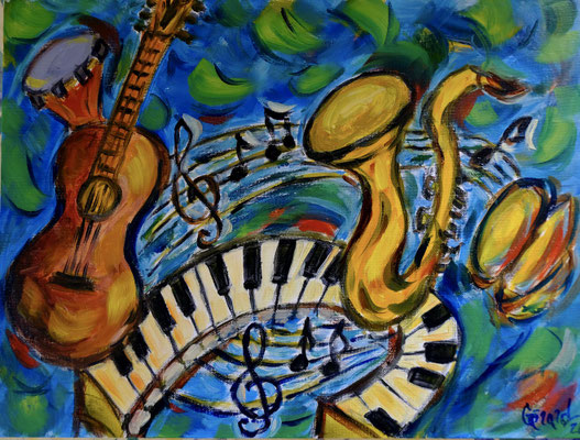 Gérard Journo - En musique - 2026 - huile sur carton toilé - 30x40 - 80€