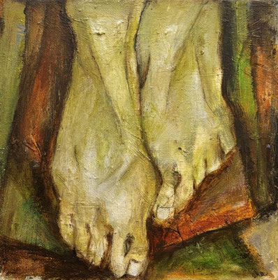 Pieds dans un état d’angoisse_CHEN, ZHENG-YANG_2025_Huile sur toile_20x20cm_90€