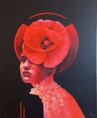 ARSEGO_The Poppy Girl_oile 35 x 45_acrylique sur toile_490€