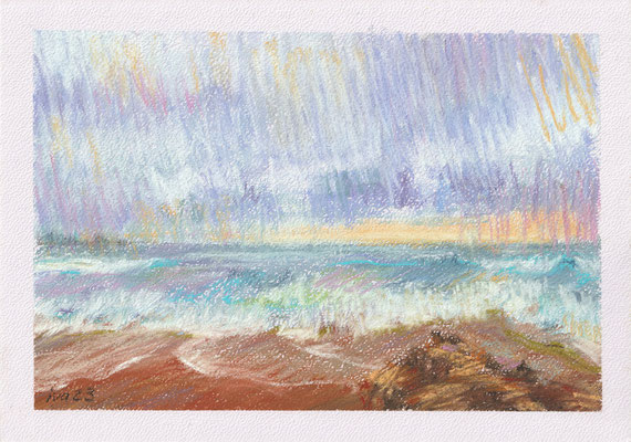 Ivchenkova, Un soir à Biarritz, 2023, Pastel sec, 21x30 cm, 90€