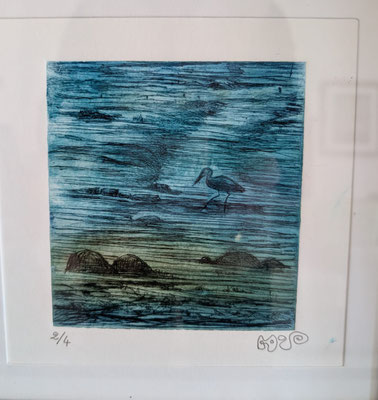 Marie PAUMIER -Aigrette matin d'hiver - gravure sur plexiglas - 30€ - Copie