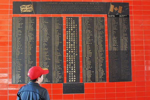 Chinatown, Gedenktafel  für gefallene Chinesen im 2. Weltkrieg