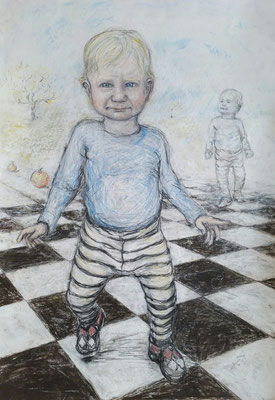 Walker . 100 x 70 cm . Pastel & Charcoal On Paper