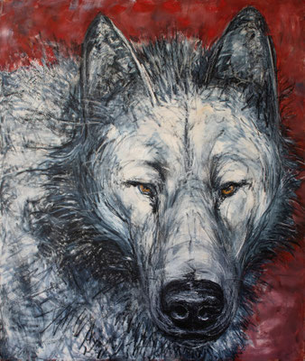 Wolf on Red • 200 x 170 cm • oil on canvas