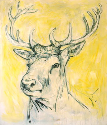 Hirsch auf Gelb • 200 x 170 cm • oil on canvas