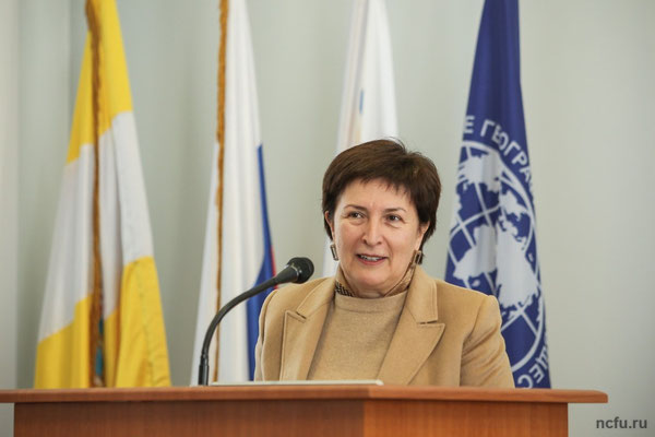 Levitskaya Alina Afakoyevna is the Rector of NCFU, Cand. Sc. (Philology), full professor of department of Russian of Humanitarian institute of NCFU, "The honored worker of education of the Republic Northern Ossetia-Alania", "The honored teacher of the RF"