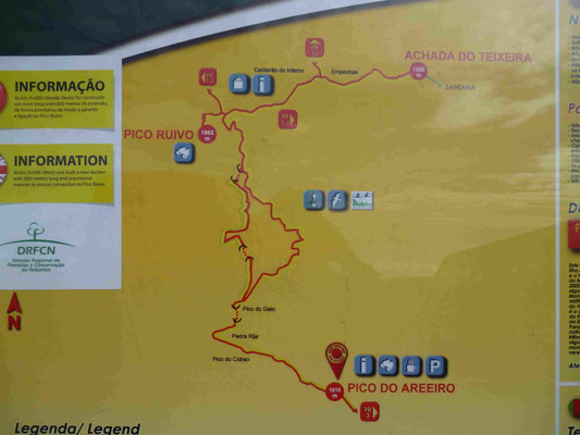 La carte Pico do Areiro - Pico Ruivo