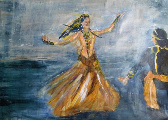 Georgische Tänze (2) (2017)  0,50x0,70, Acryl auf Papier