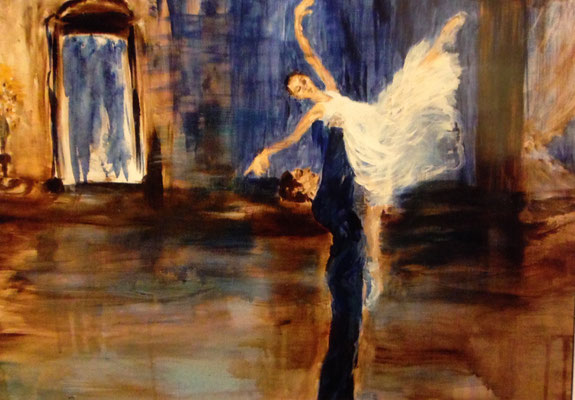 Spiegel-Pas de deux aus: "Eugen Onegin" (2016)  0,70x0,50  Acryl auf Leinwand