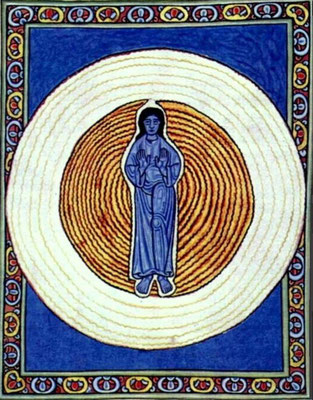 Meister des Hildegardis-Codex: Die wahre Dreiheit in der wahren Einheit, ca. 1165 
