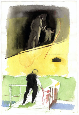 Brücke, 1986, Aquarell, 28x19cm